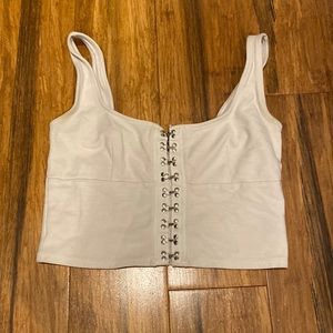white crop top hook and loop